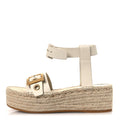 CALFSKIN D-DIOR ESPADRILLE PLATFORM SANDALS OFF WHITE