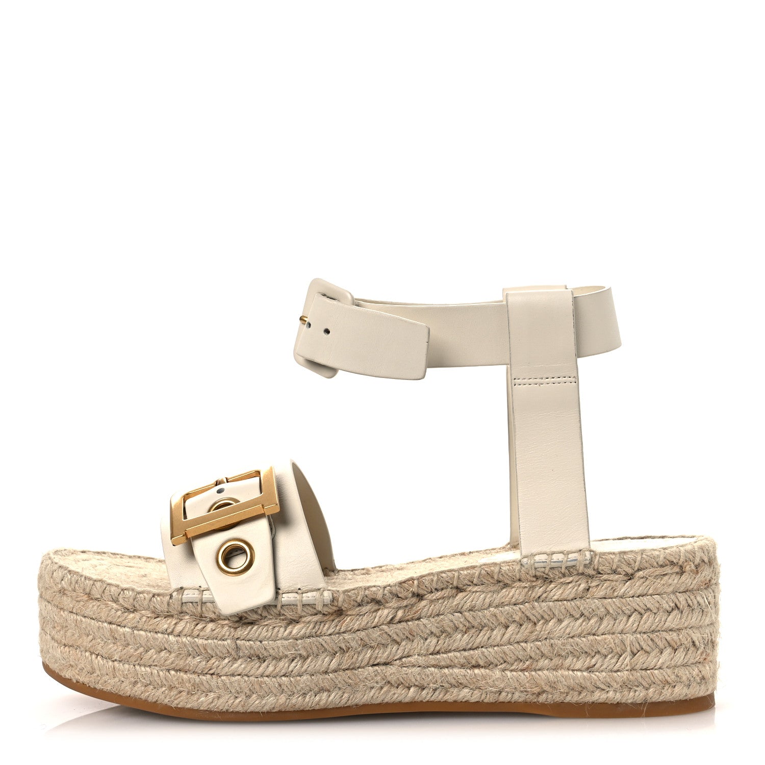 CALFSKIN D-DIOR ESPADRILLE PLATFORM SANDALS OFF WHITE