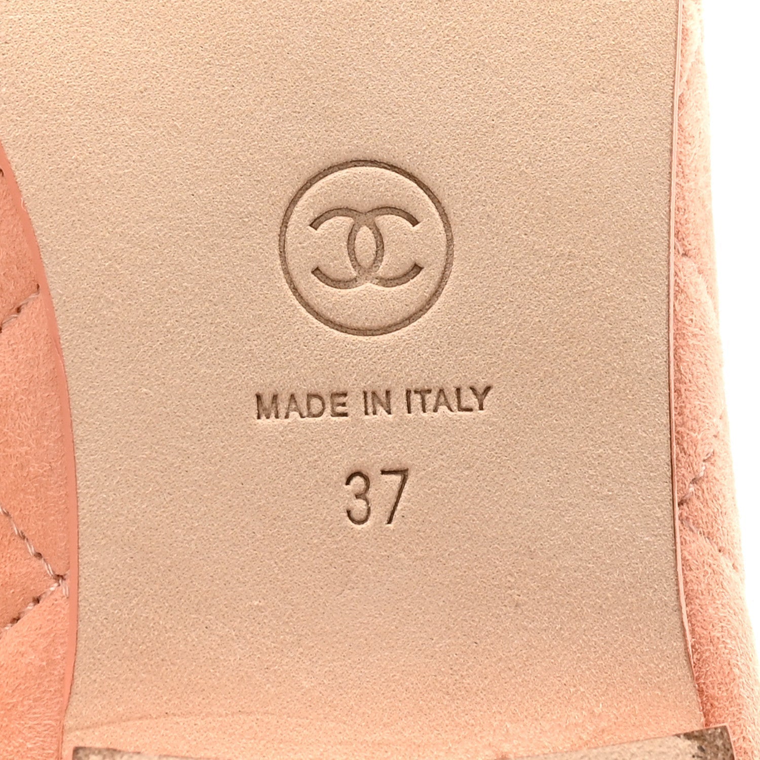 SUEDE QUILTED CAP TOE CC BALLERINA FLATS LIGHT ORANGE