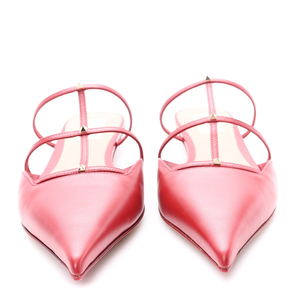 CALFSKIN ROCKSTUD WISPY MULES RED