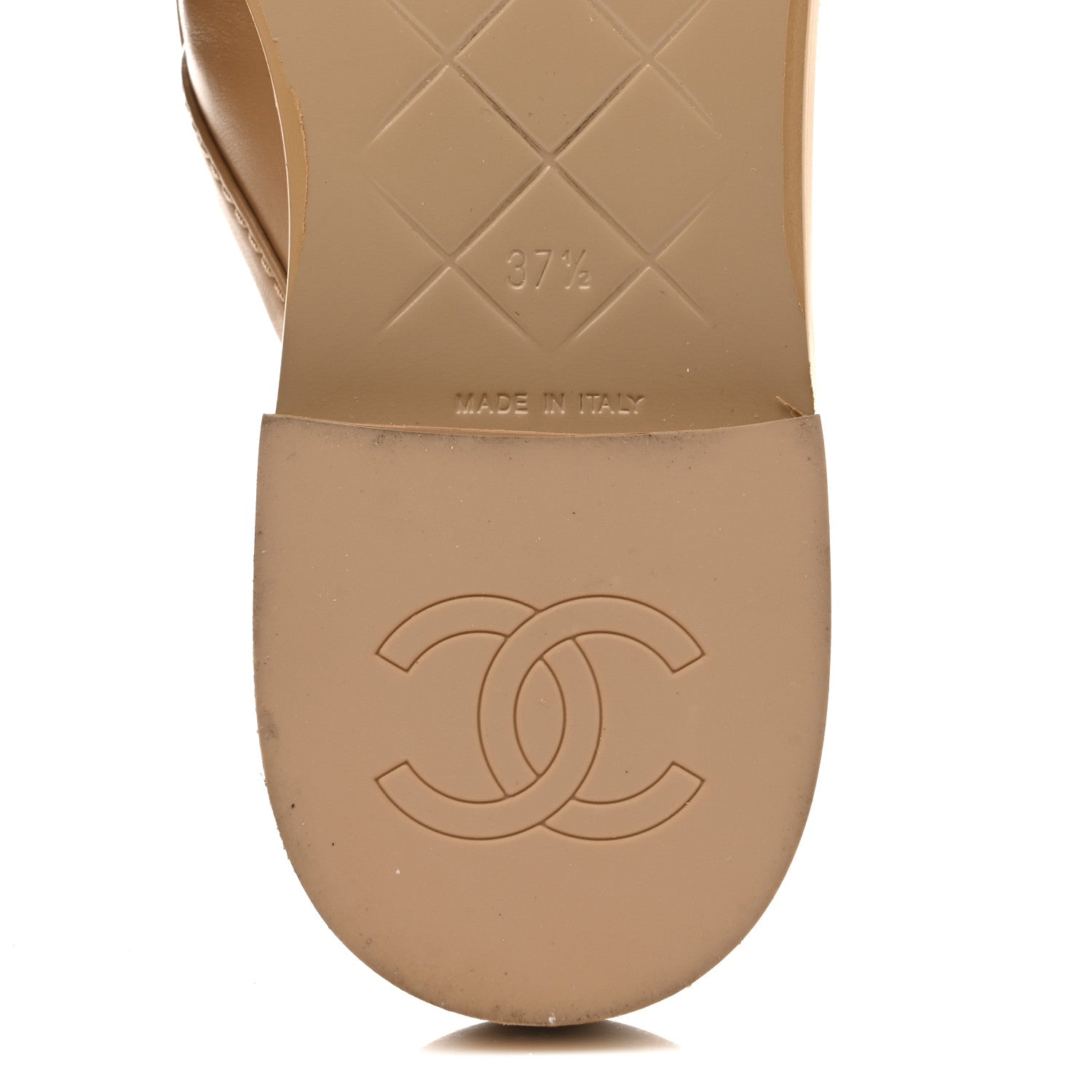 LAMBSKIN QUILTED CC TURNLOCK MULES LIGHT BEIGE