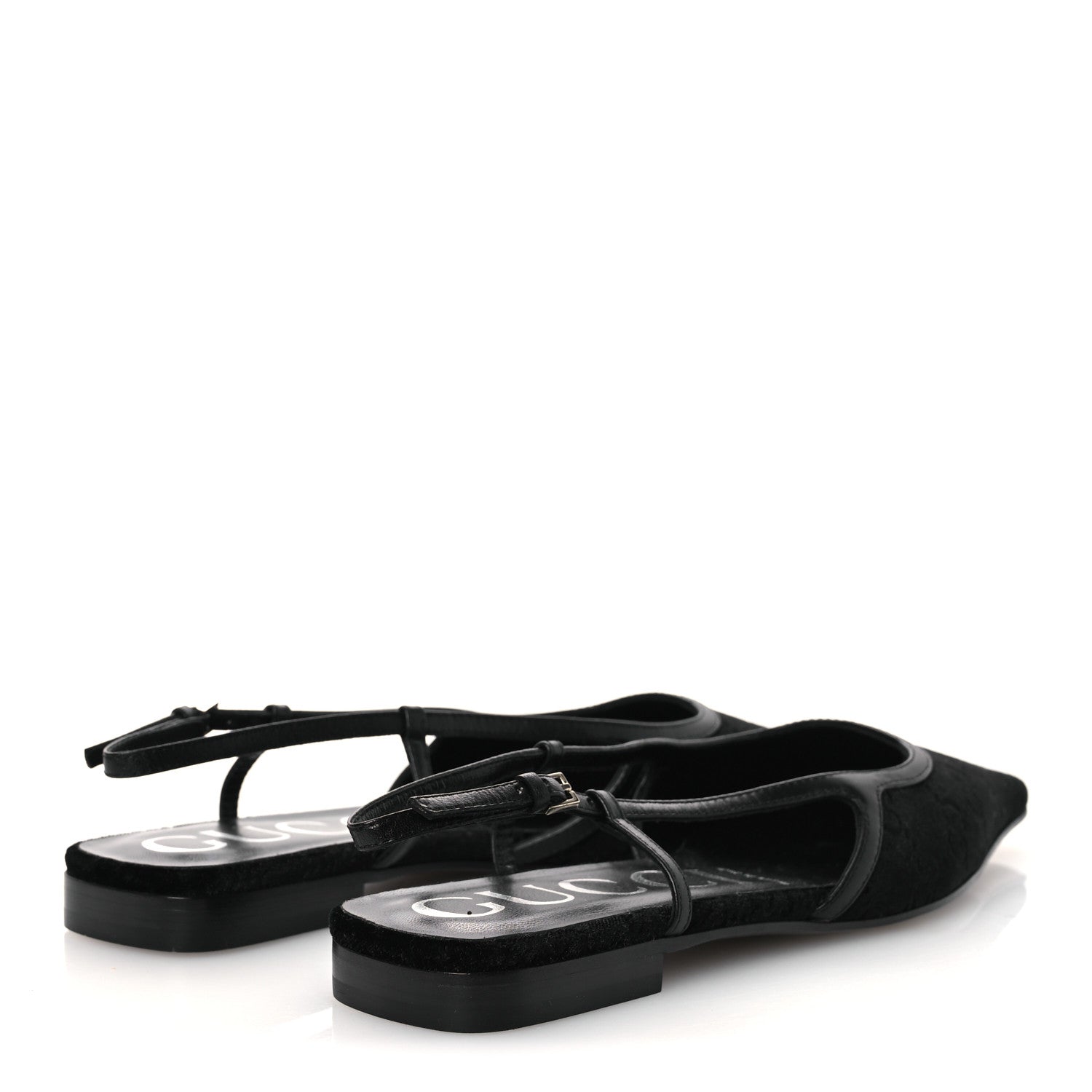 NEW VELVET ASHMIR GG MONOGRAM MALAGA KID SLINGBACK BALLET FLATS BLACK