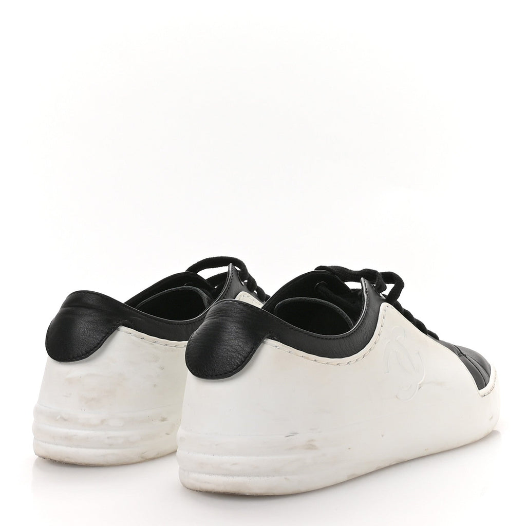 CALFSKIN WOMENS CC SNEAKERS BLACK WHITE
