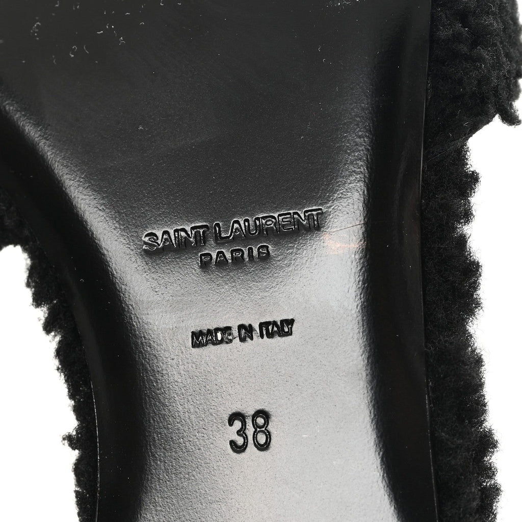 SHEARLING TRIBUTE FLAT MULES BLACK