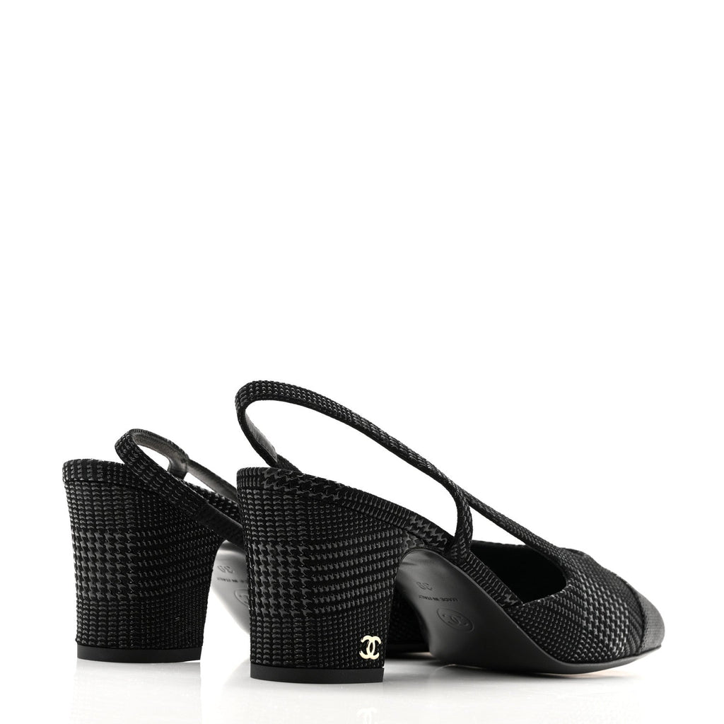 SUEDE KIDSKIN CAP TOE CC SLINGBACK PUMPS BLACK