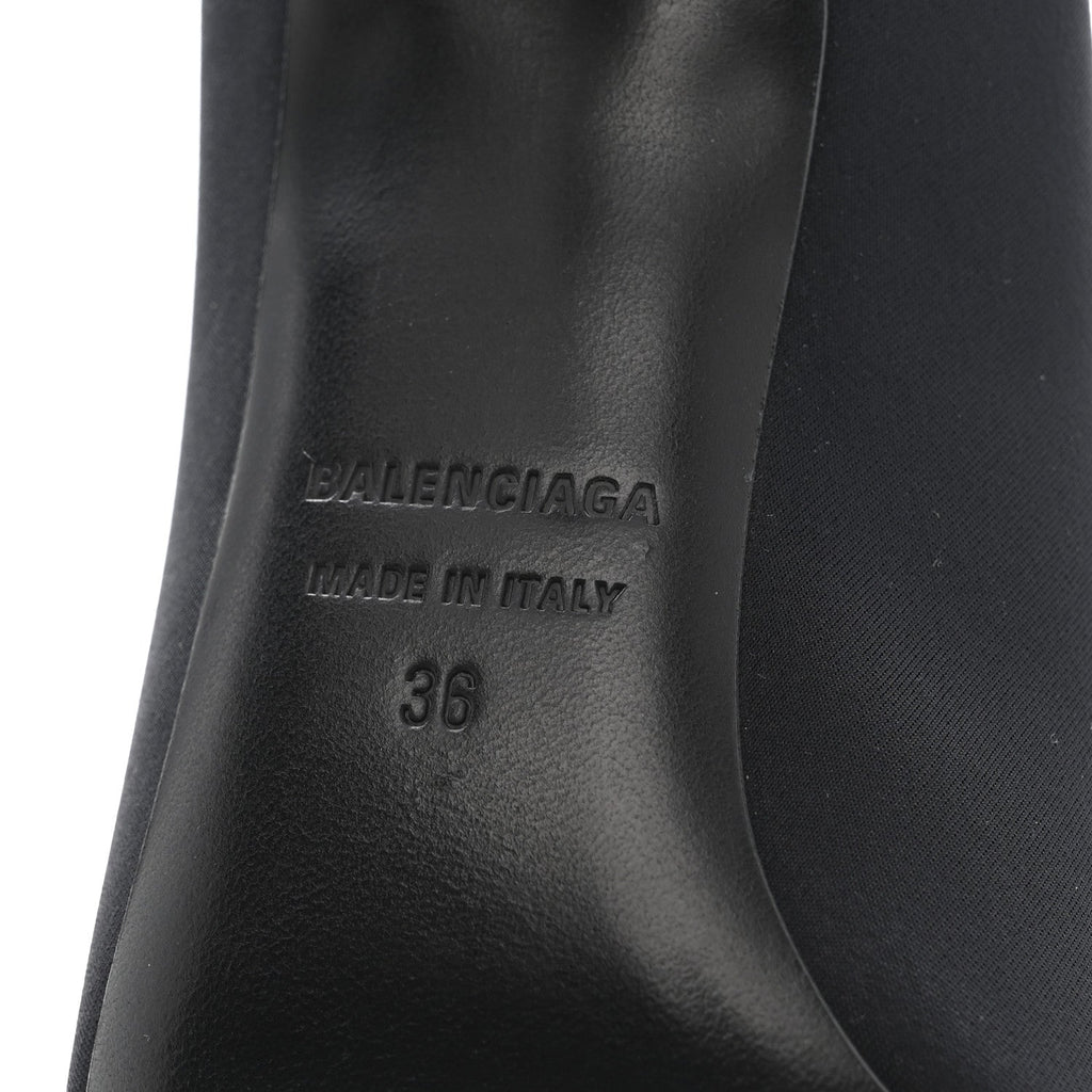 MATTE SPANDEX EXTREME POINTED TOE KNIFE 80MM ANKLE BOOTS BLACK
