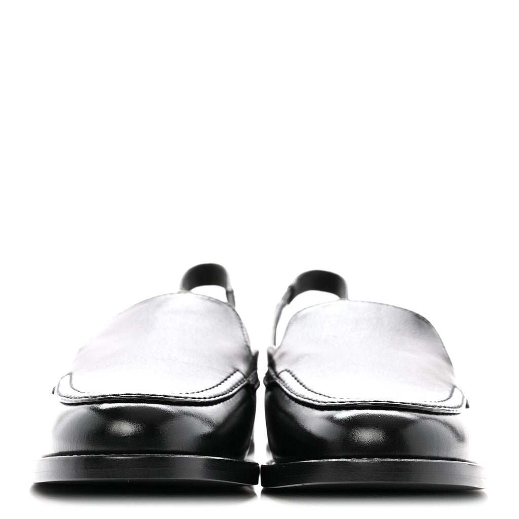 GLAZED CALFSKIN CC SLINGBACK FLATS BLACK