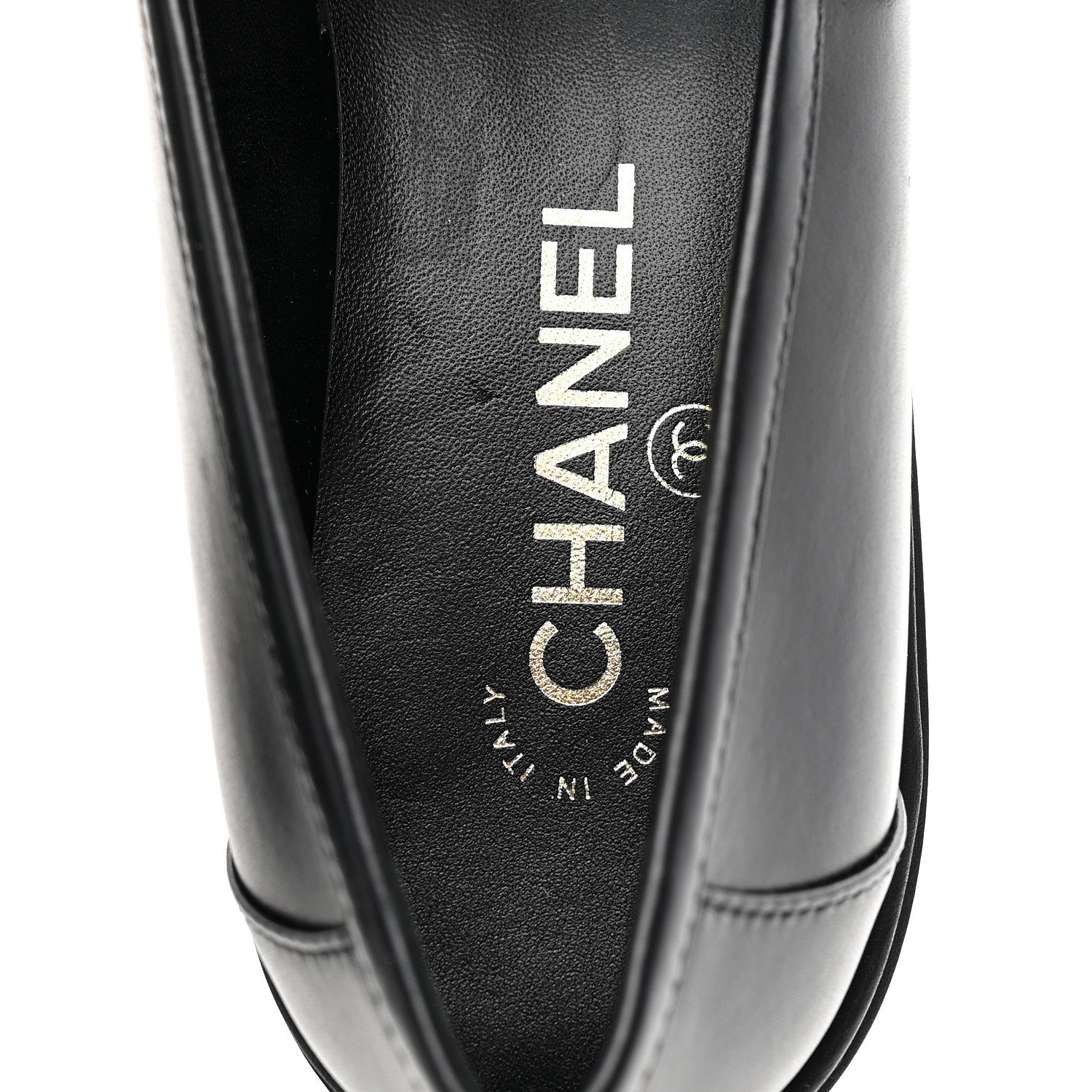 CALFSKIN CC TURNLOCK MOCCASIN LOAFERS BLACK