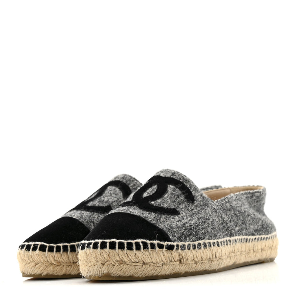 TWEED VELVET CC ESPADRILLES GREY BLACK