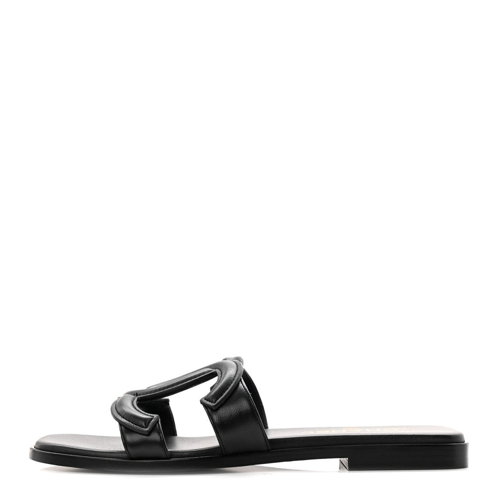 LAMBSKIN CC CUT OUT MULES SANDALS BLACK