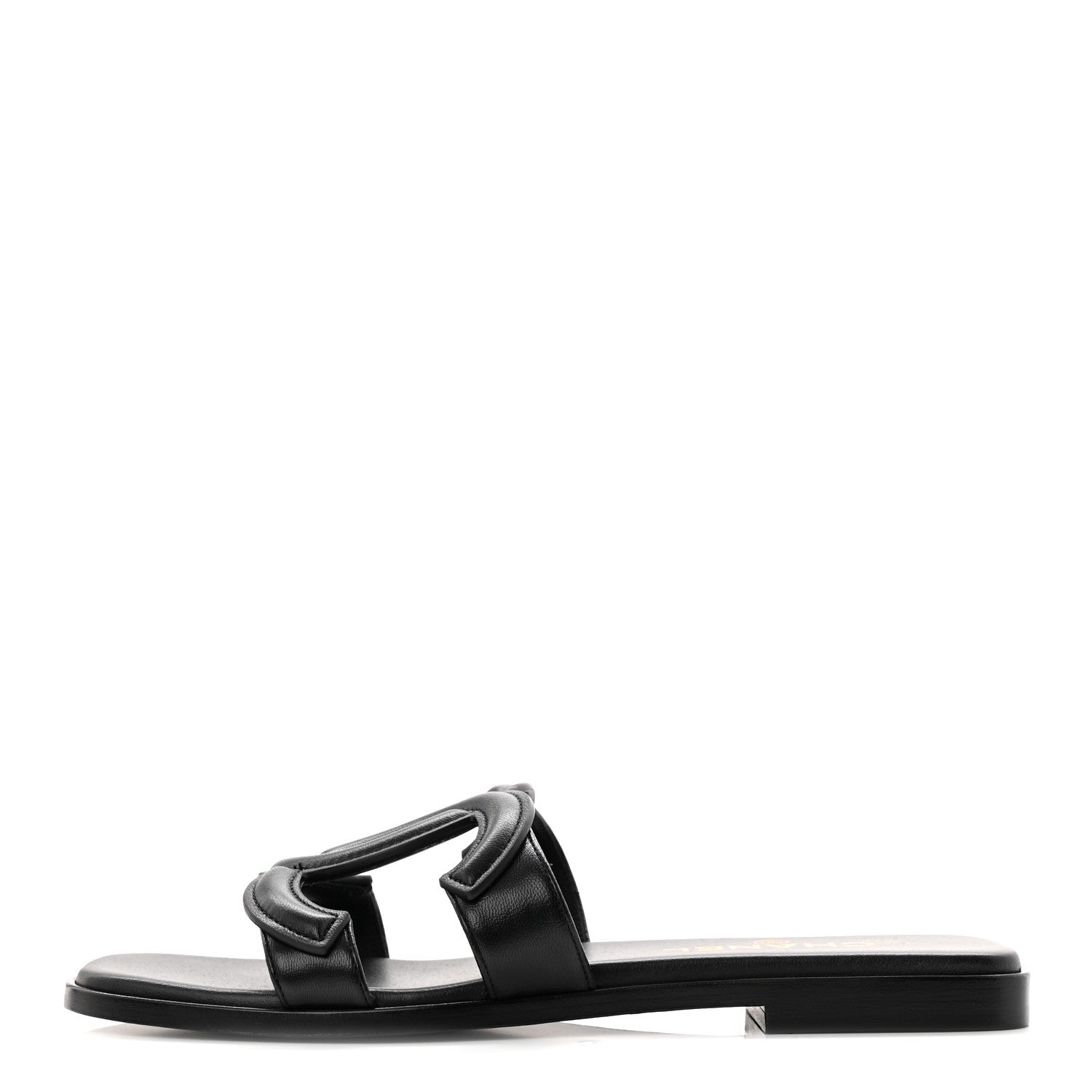 LAMBSKIN CC CUT OUT MULES SANDALS BLACK