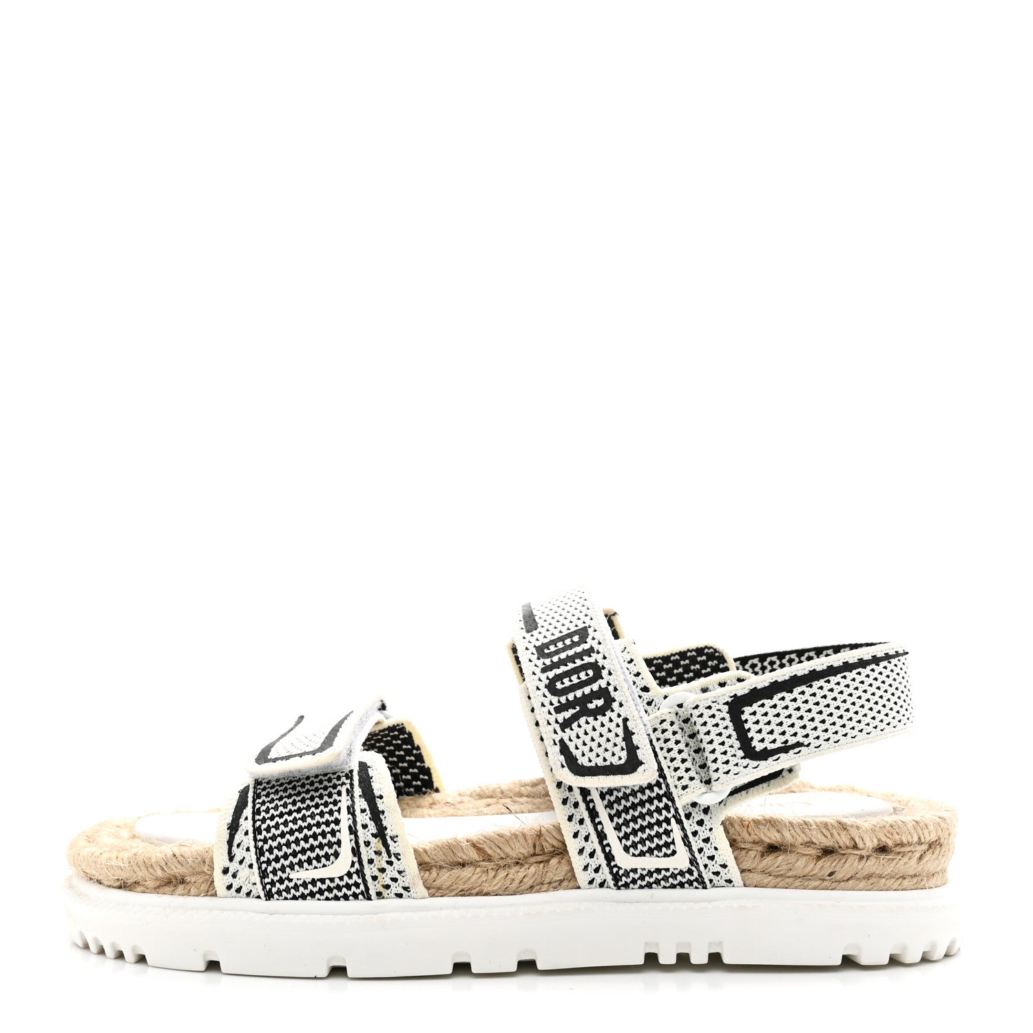 TECHNICAL KNIT JUTE DIORACT 10MM SANDALS WHITE BLACK