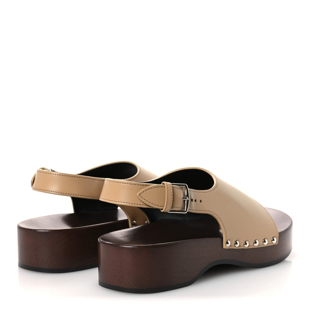 GLAZED CALFSKIN WOMENS KLAY CLOG BEIGE NATUREL
