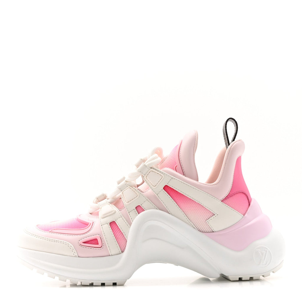 CALFSKIN TECHNICAL NYLON LV ARCHLIGHT SNEAKERS WHITE PINK