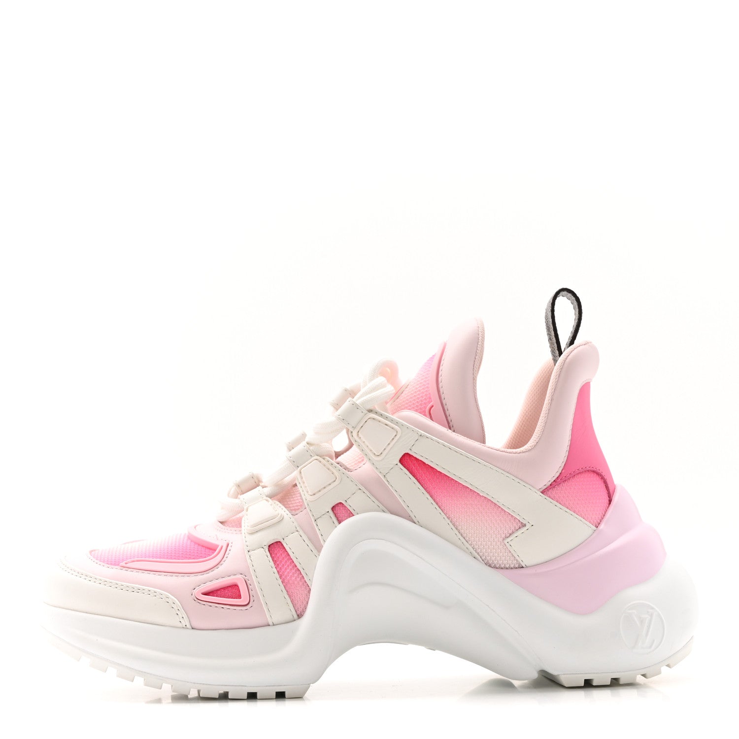 CALFSKIN TECHNICAL NYLON LV ARCHLIGHT SNEAKERS WHITE PINK