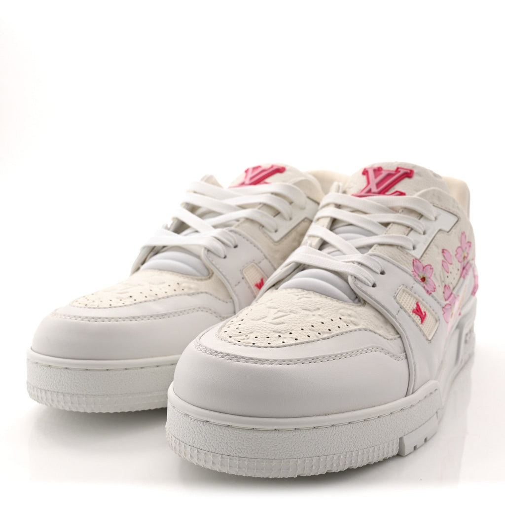 LV X TM EMBOSSED MONOGRAM CHERRY BLOSSOM LV TRAINER SNEAKERS WHITE