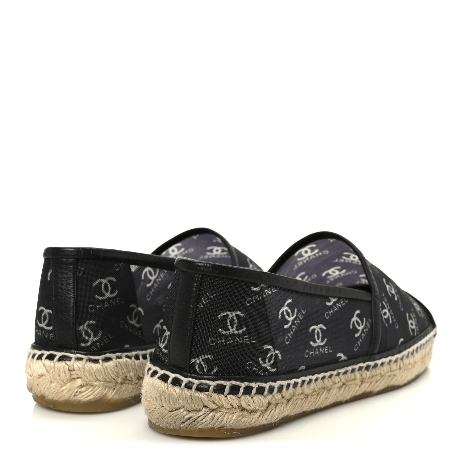 MESH GROSGRAIN CC ESPADRILLES BLACK WHITE