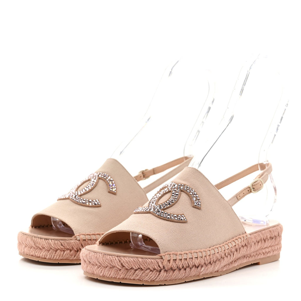 CANVAS STRASS CC ESPADRILLE SLINGBACK SANDALS PINK