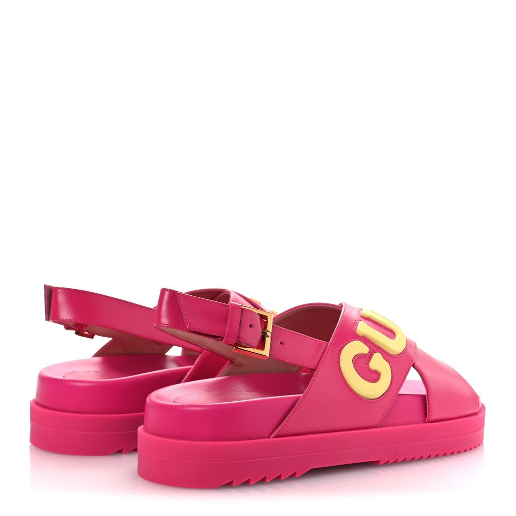 CALFSKIN ELIZABETH NAPPA CHARLOTTE LOGO SLINGBACK SANDALS FANCY FUCHSIA