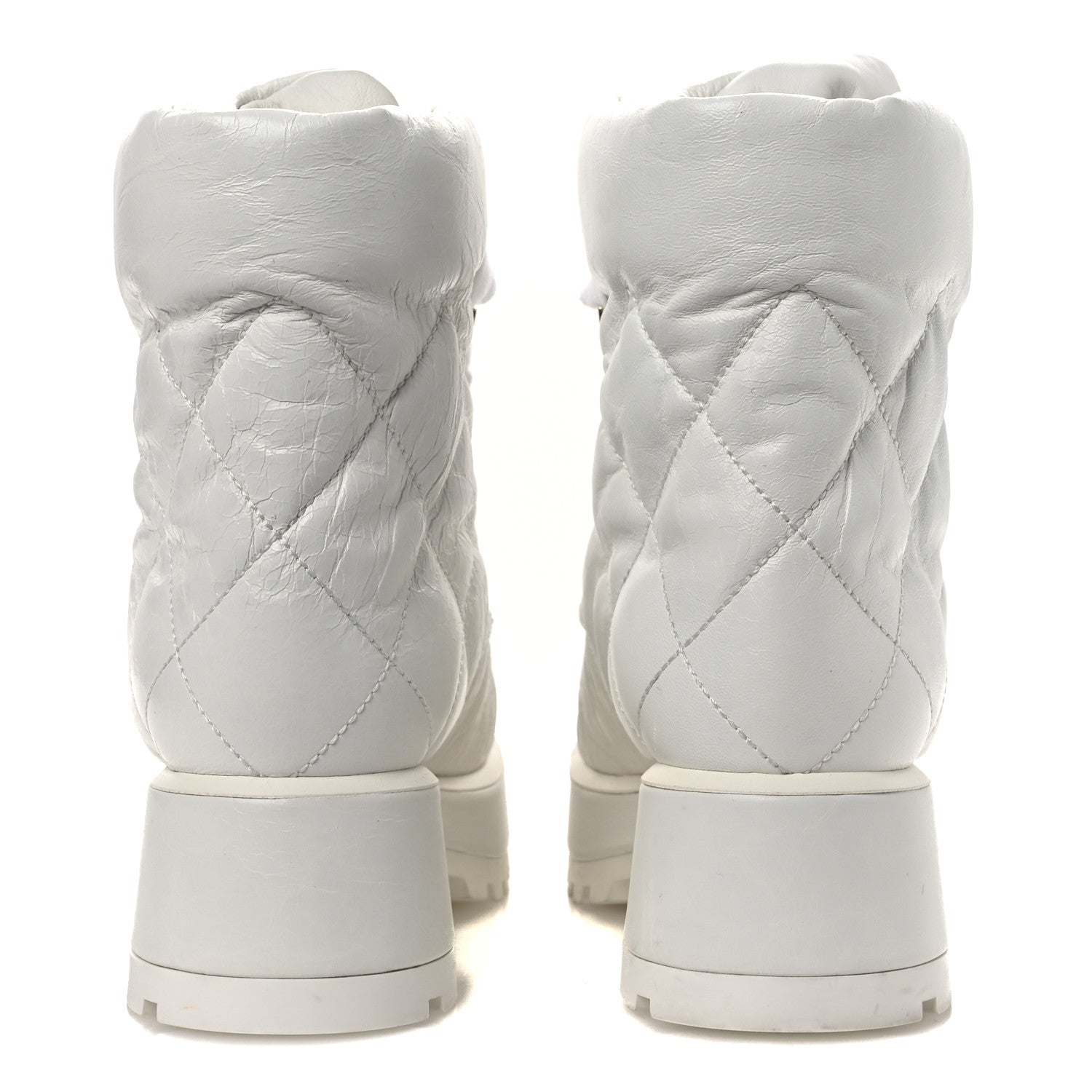 CRUMPLED PATENT LAMBSKIN CALFSKIN QUILTED LACE UP COMBAT BOOTS WHITE BLACK