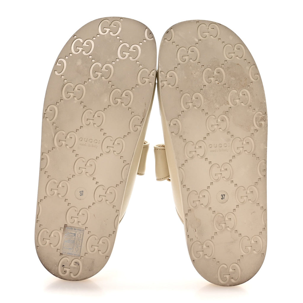 CALFSKIN DOUBLE G CRYSTAL WOMENS ISLA DAD SANDALS IVORY