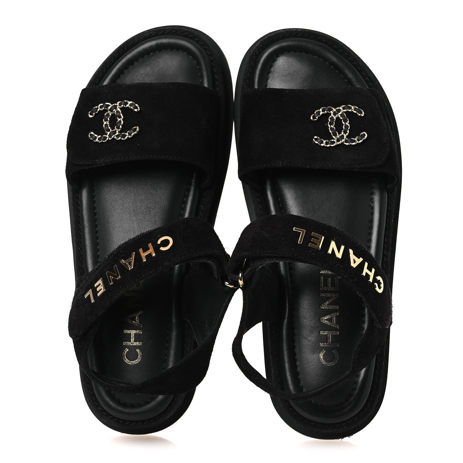 SUEDE CALFSKIN DAD SANDALS BLACK