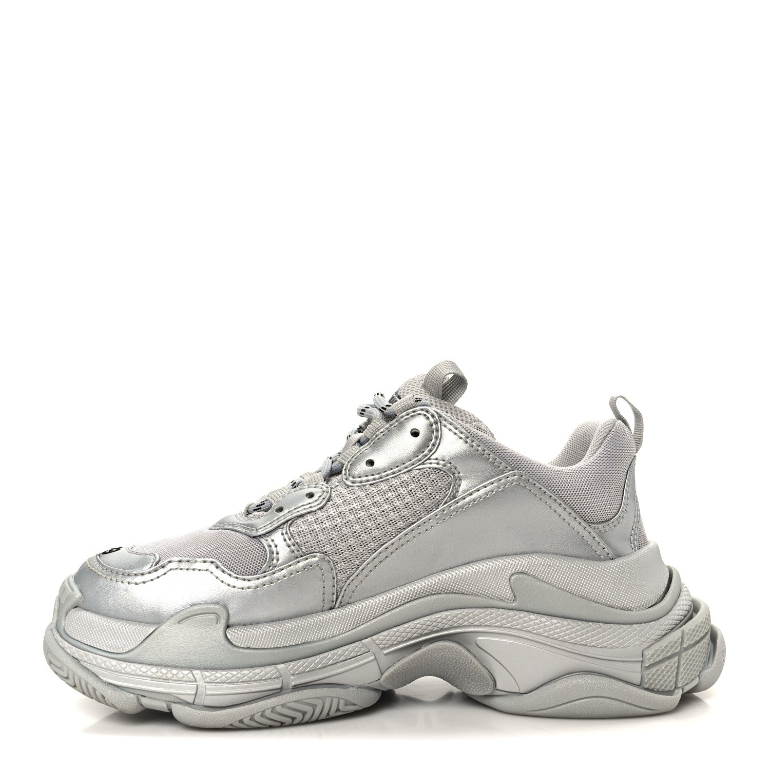 METALLIC FABRIC MESH WOMENS TRIPLE S SNEAKERS SILVER