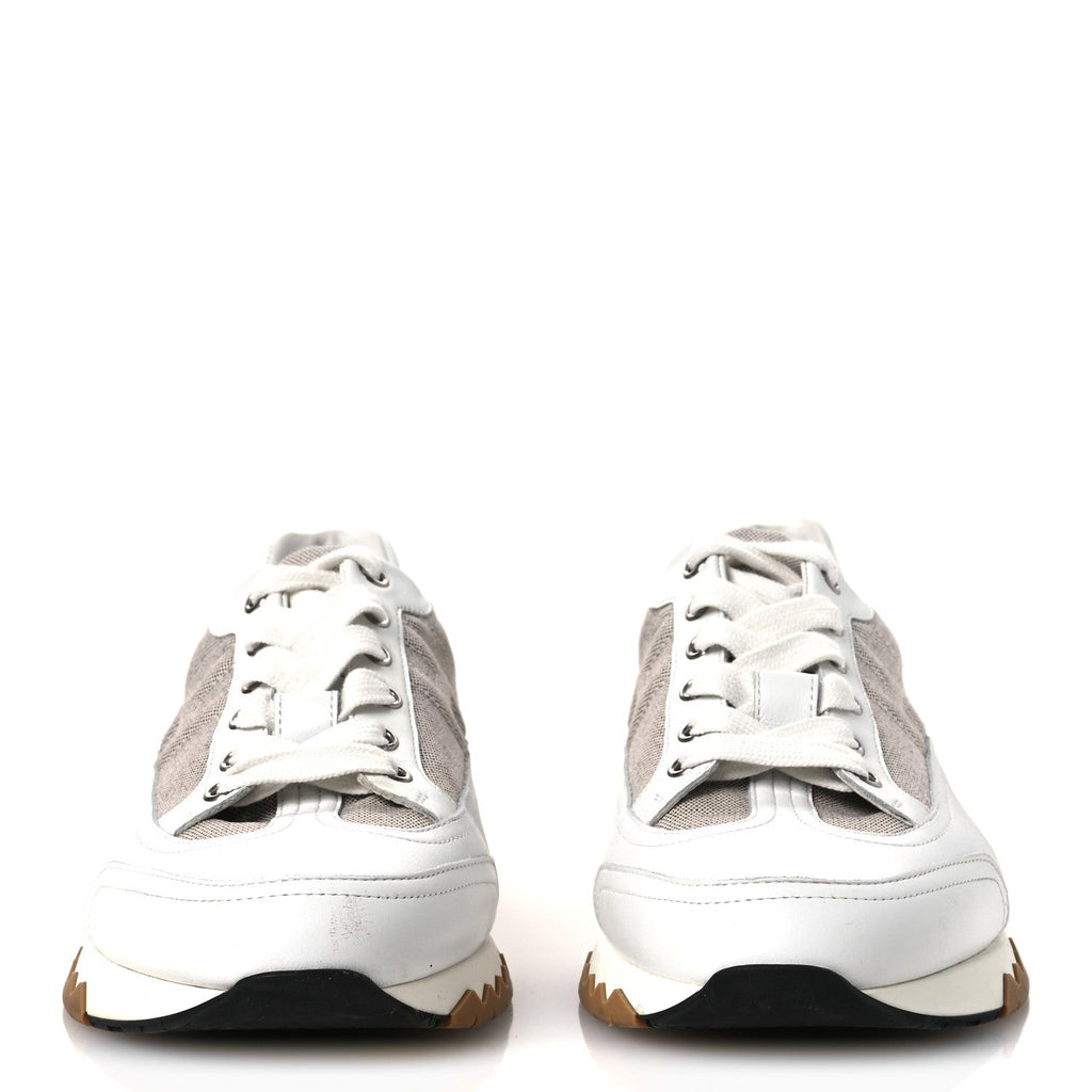 CANVAS CALFSKIN MENS TRAIL SNEAKERS PRUNOIR WHITE