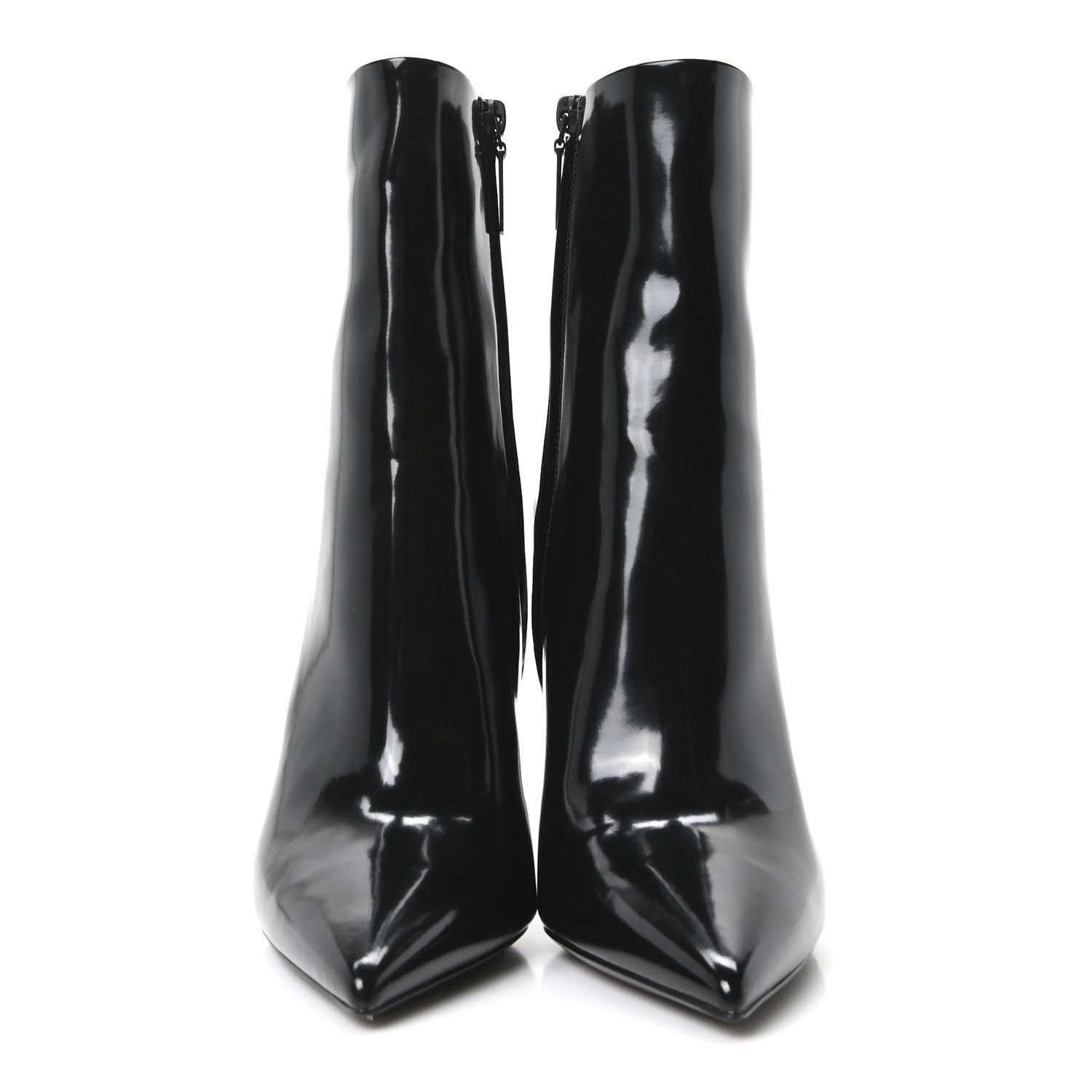 GLAZED CALFSKIN OPYUM ANKLE BOOTS BLACK