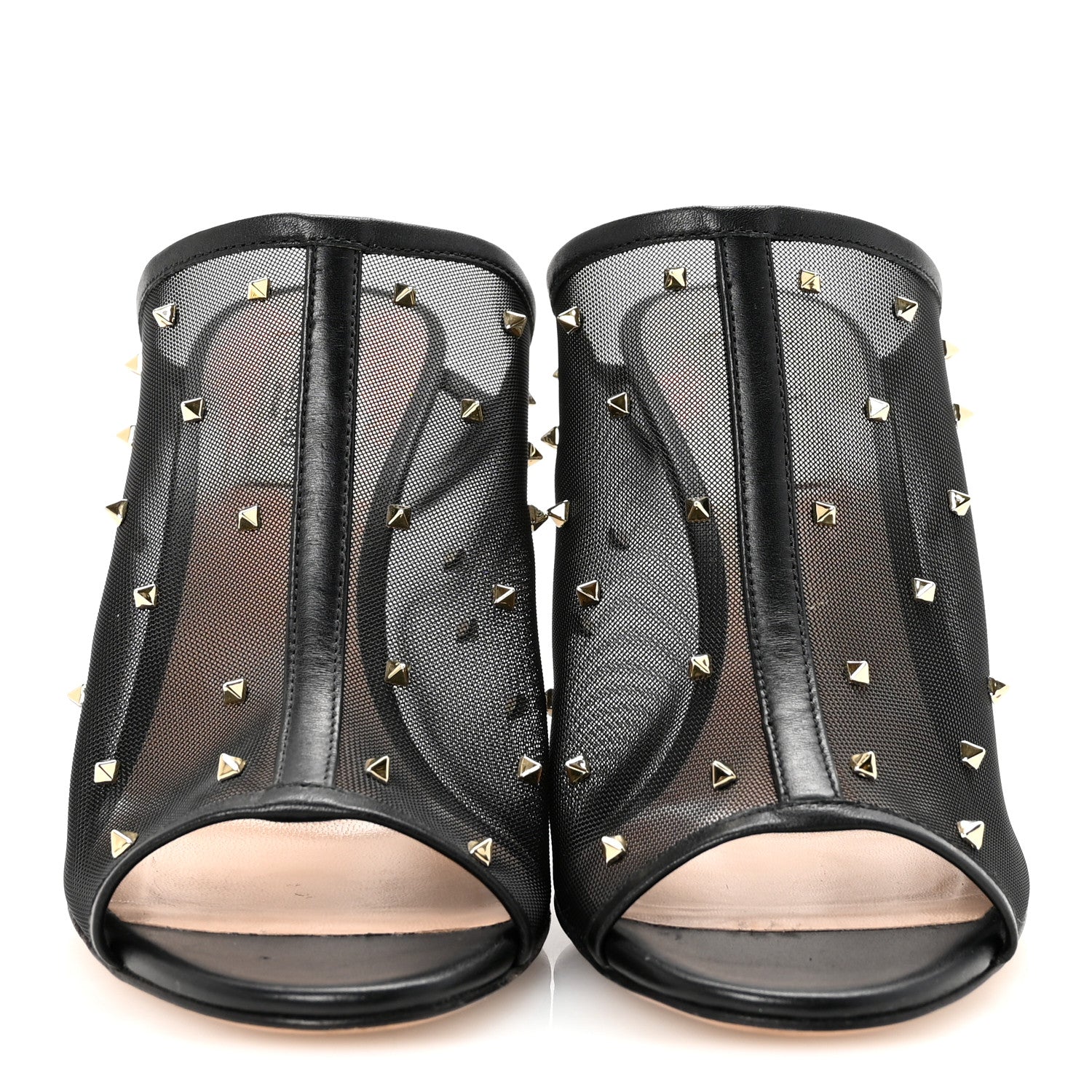 CALFSKIN MESH ROCKSTUD MULE BLACK