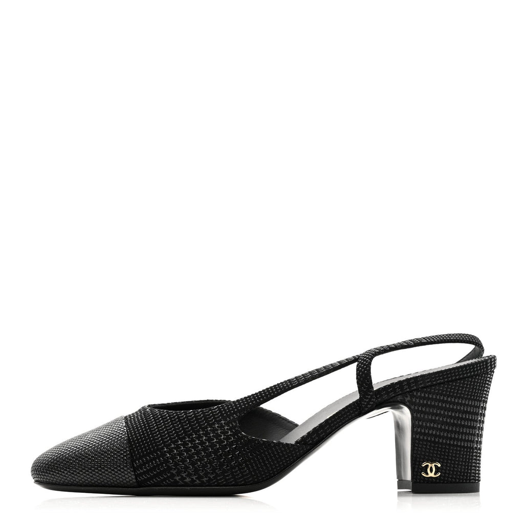 SUEDE KIDSKIN CAP TOE CC SLINGBACK PUMPS BLACK