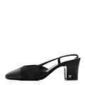 SUEDE KIDSKIN CAP TOE CC SLINGBACK PUMPS BLACK