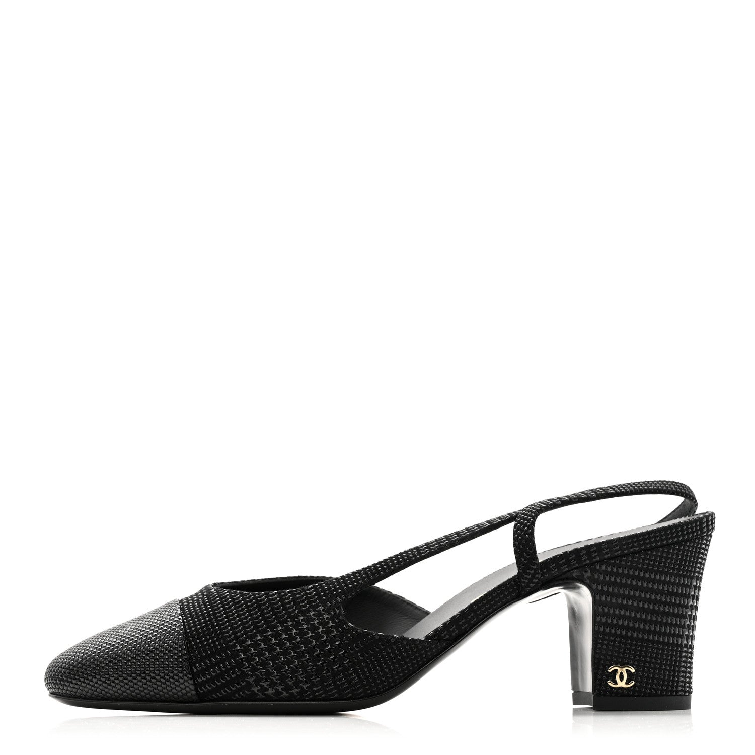 SUEDE KIDSKIN CAP TOE CC SLINGBACK PUMPS BLACK