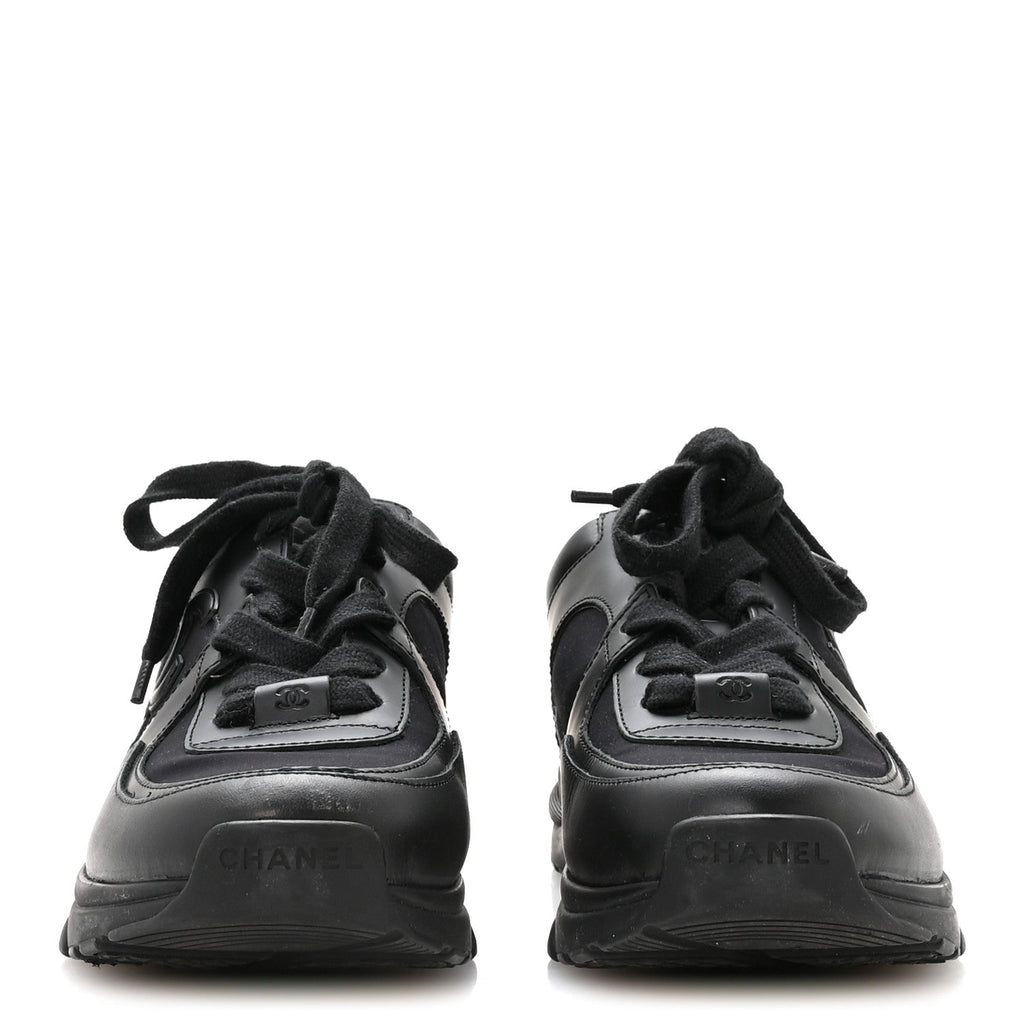 CALFSKIN LAMBSKIN CC UNIFORM SNEAKERS BLACK