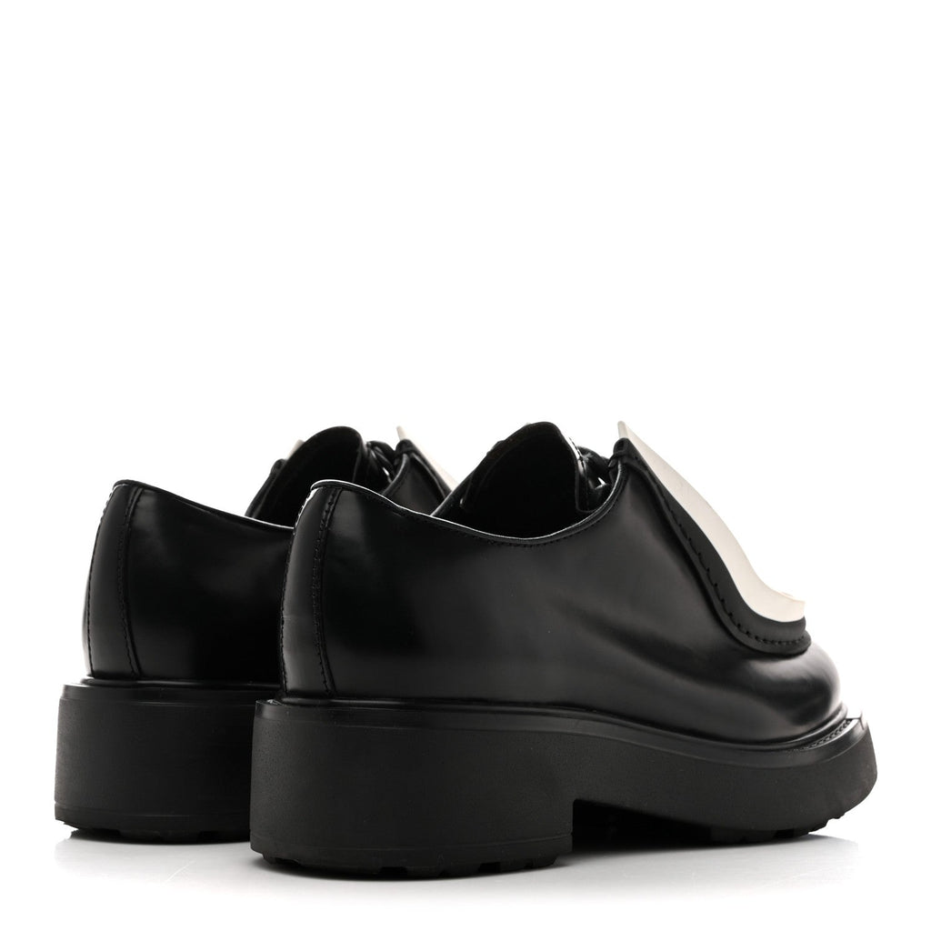 SPAZZOLATO ROIS MONOLITH 55MM DERBY LOAFERS BLACK WHITE