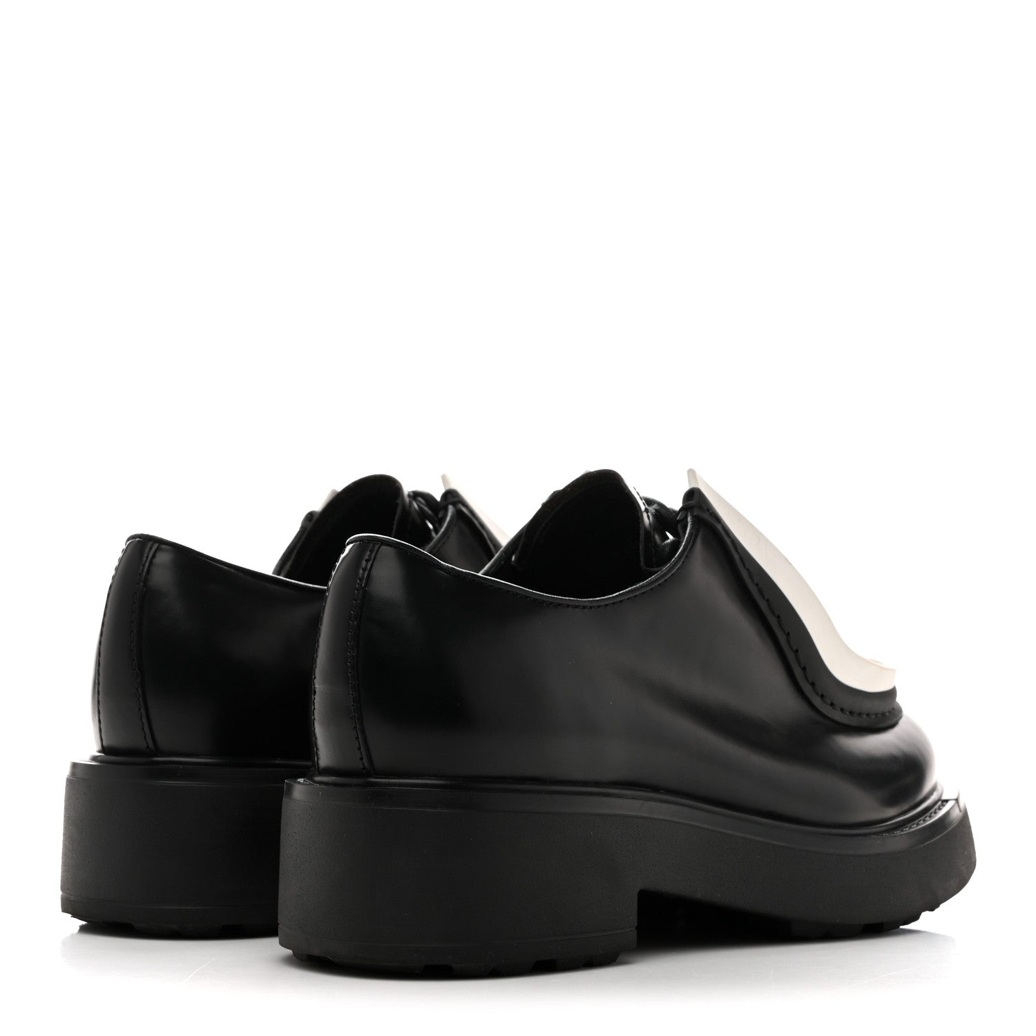 SPAZZOLATO ROIS MONOLITH 55MM DERBY LOAFERS BLACK WHITE