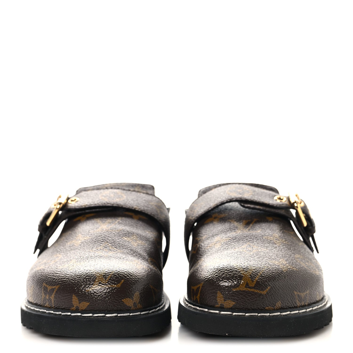 PATENT MONOGRAM WOMENS COSY FLAT COMFORT CLOG MULES BROWN
