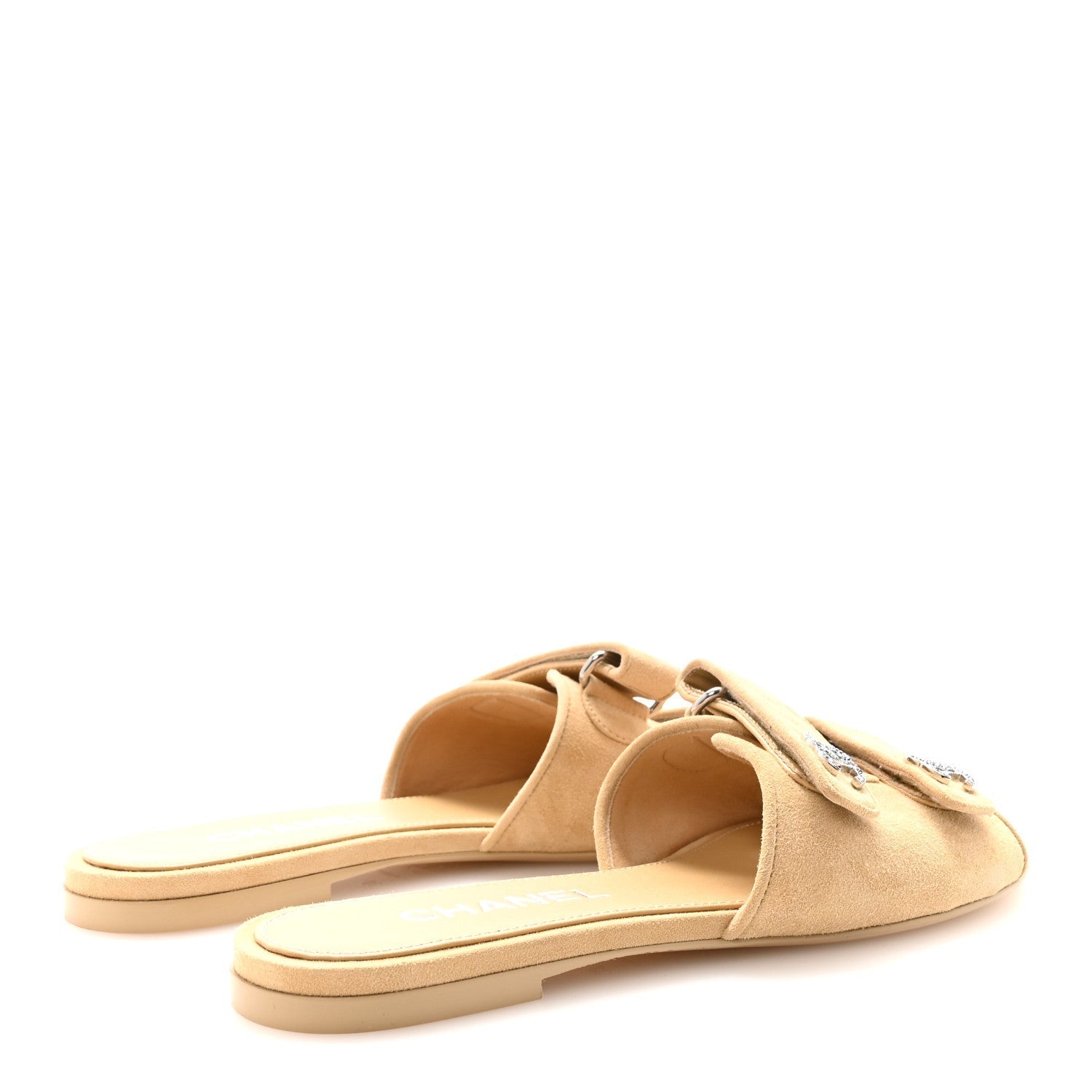SUEDE KIDSKIN VELCRO MULES BEIGE