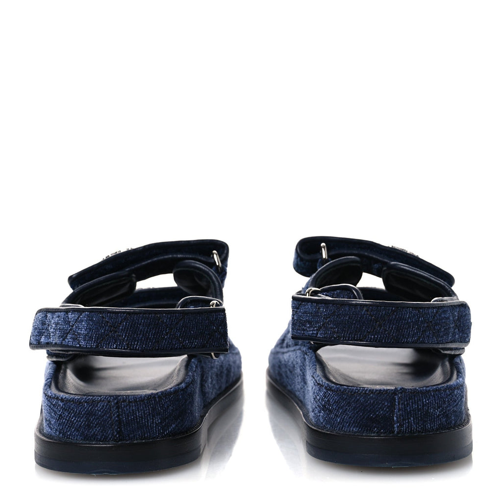 VELVET VELCRO DAD SANDALS BLUE
