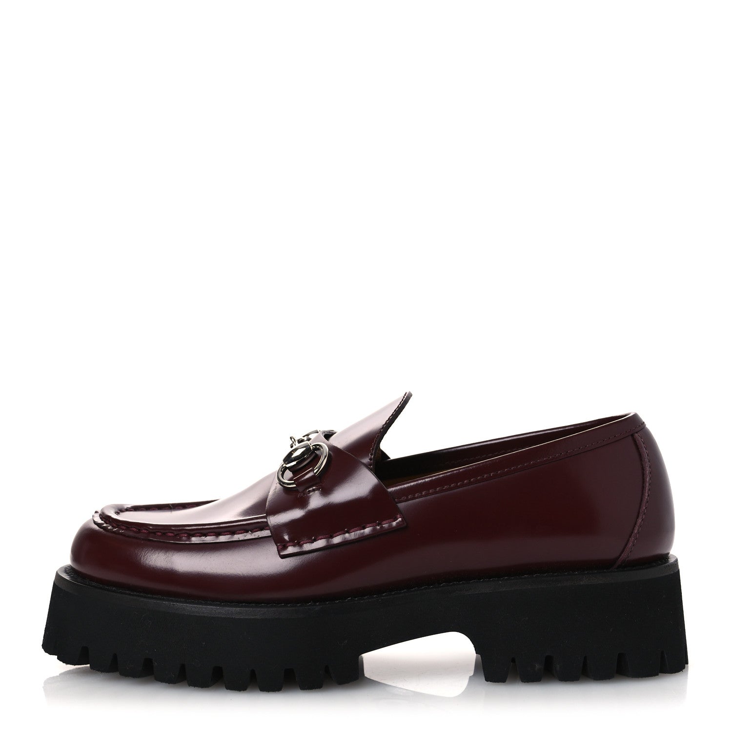 CORDOVAN LUX WOMENS HORSEBIT 45MM PLATFORM LOAFERS VINTAGE BORDEAUX