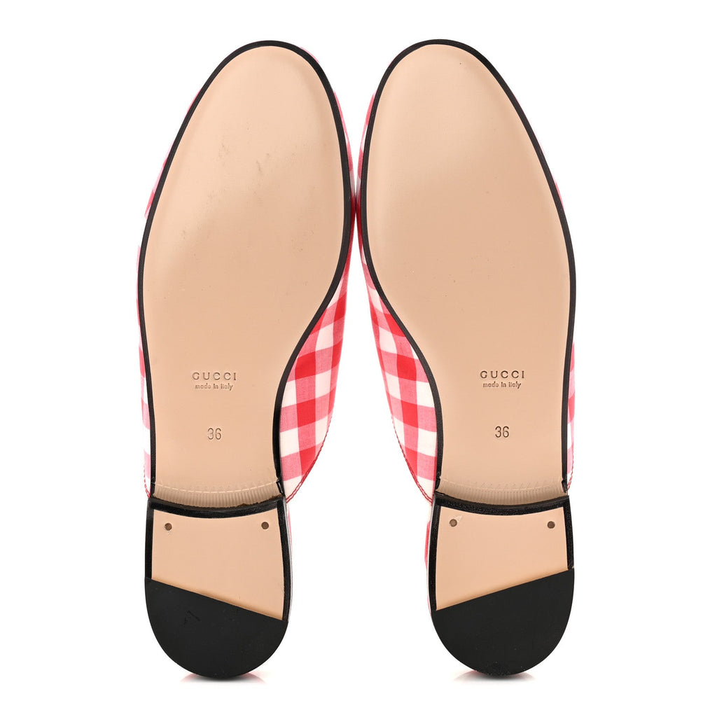 COTTON GINGHAM WOMENS PRINCETOWN SLIPPERS WHITE RED