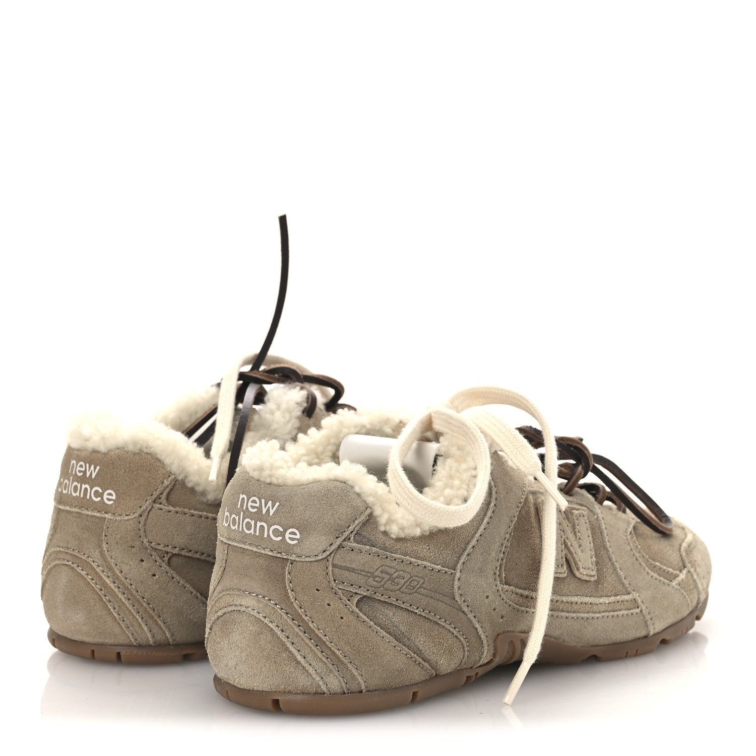 X NEW BALANCE SUEDE SHEARLING 530 SL SNEAKERS BLEACHED ECRU