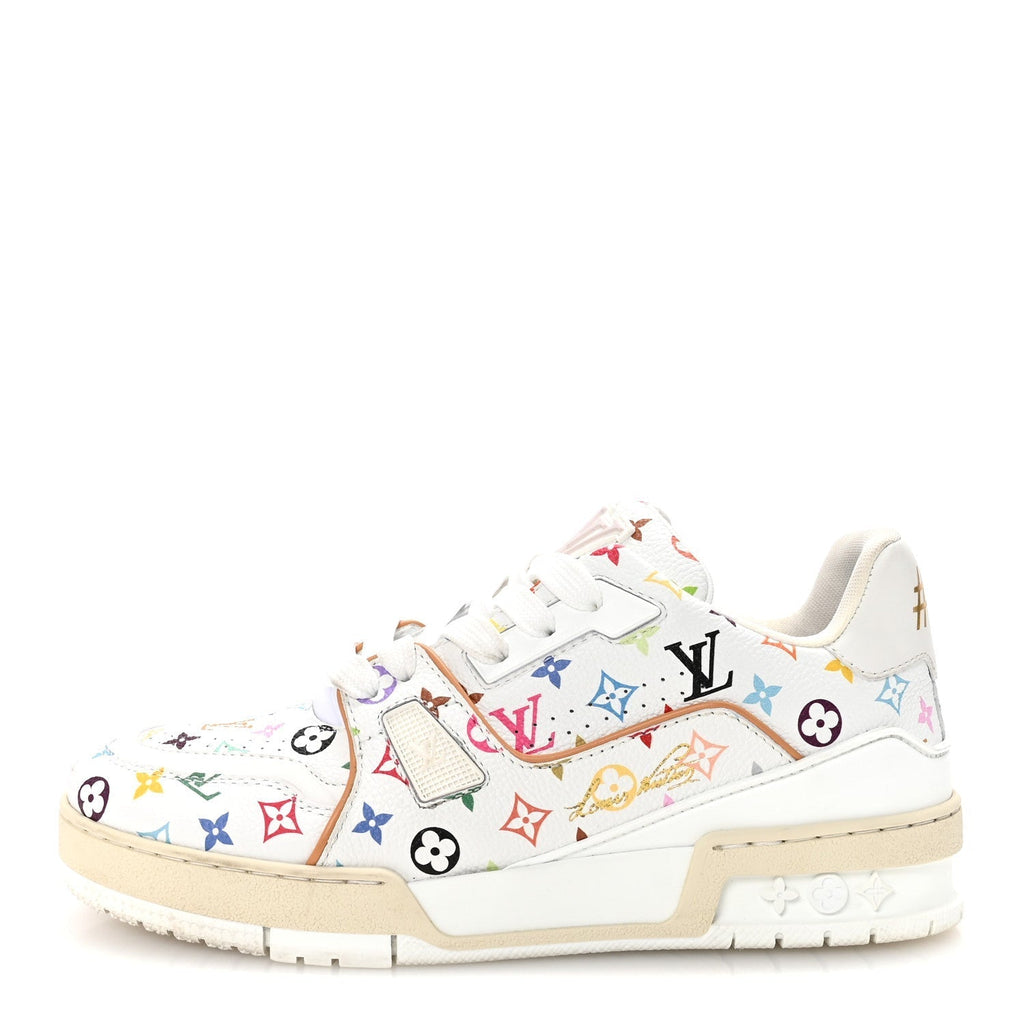 LV X TM CALFSKIN MONOGRAM MULTICOLOR WOMENS LV TRAINER SNEAKERS WHITE