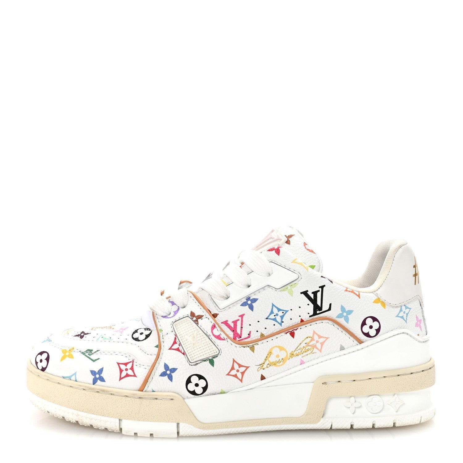 LV X TM CALFSKIN MONOGRAM MULTICOLOR WOMENS LV TRAINER SNEAKERS WHITE