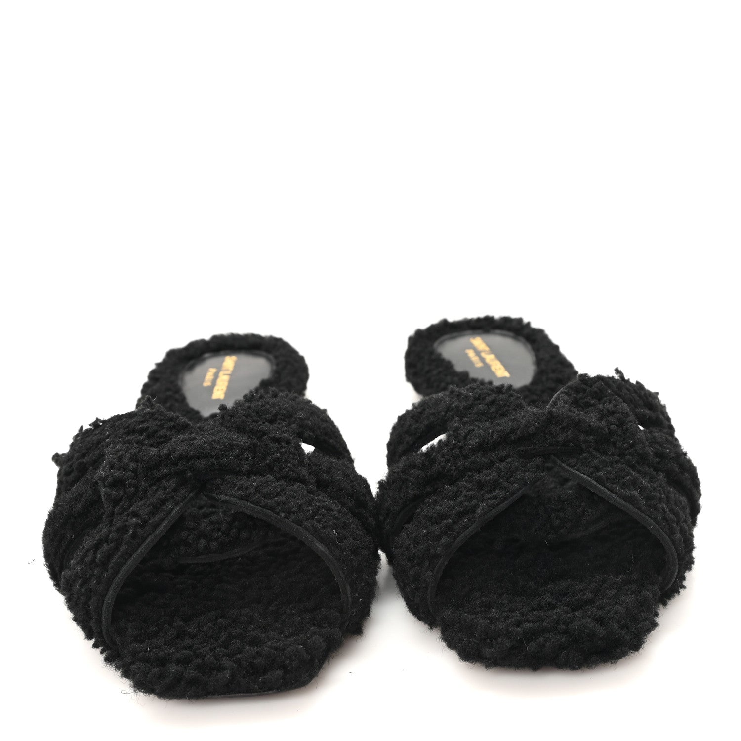 SHEARLING TRIBUTE FLAT MULES BLACK