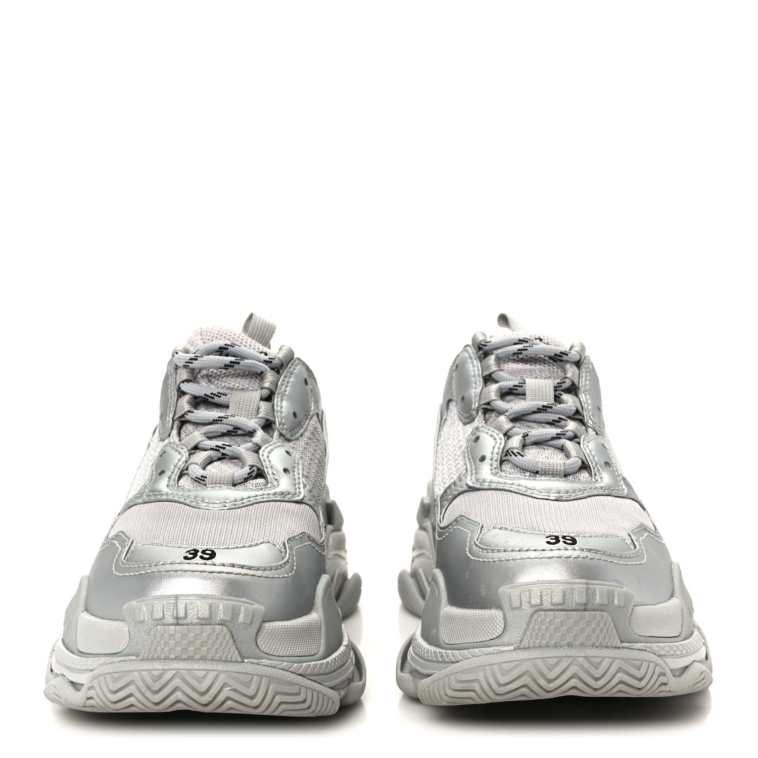 METALLIC FABRIC MESH WOMENS TRIPLE S SNEAKERS SILVER