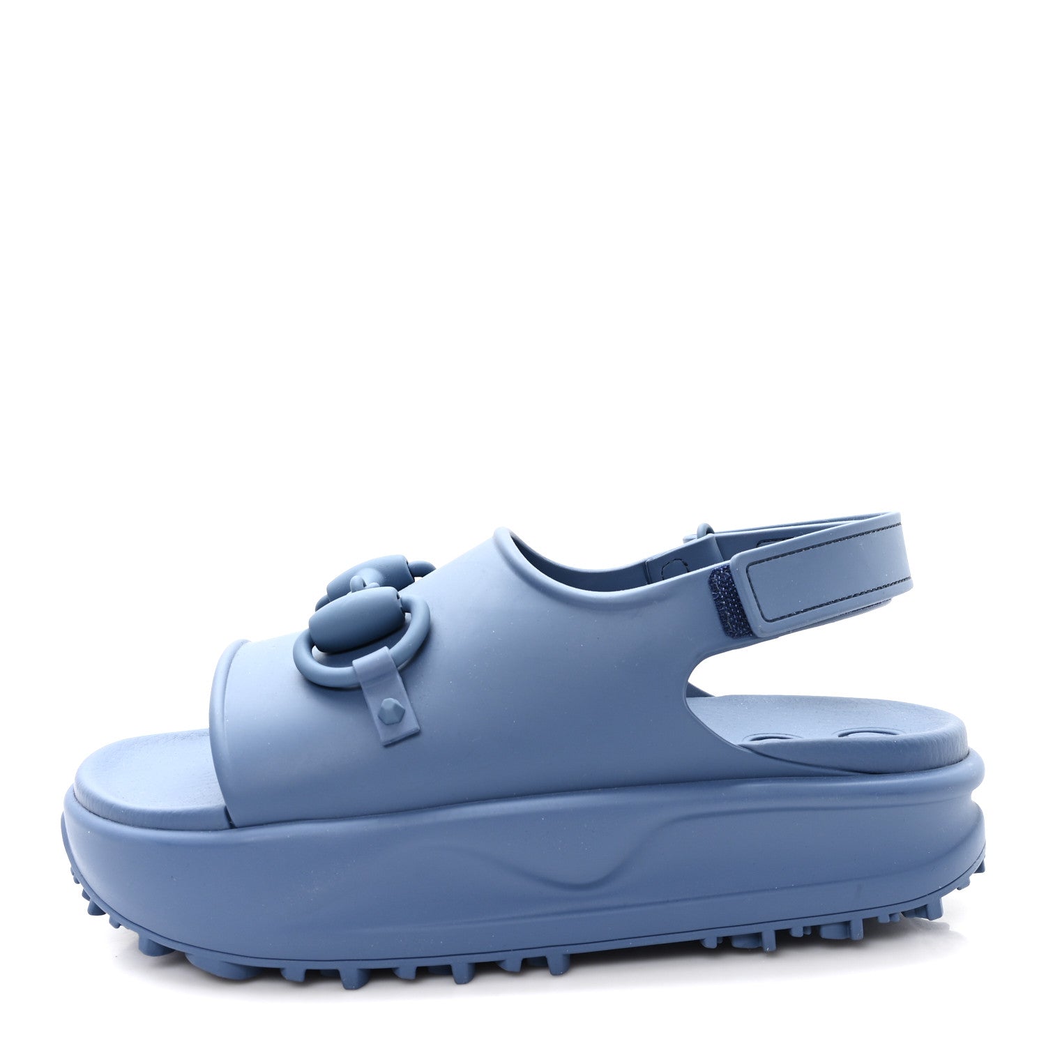 SOFT RUBBER HORSEBIT MENS PLATFORM SLINGBACK SANDALS WASHED INDIGO