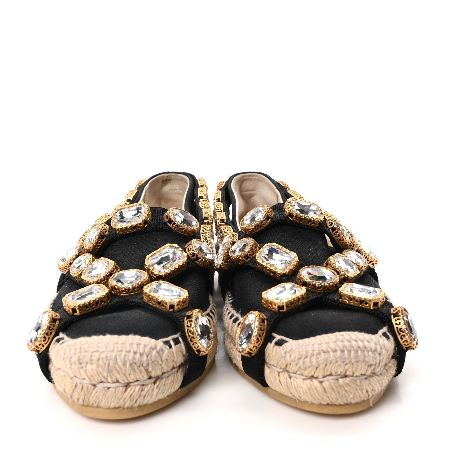 CANVAS CRYSTAL EMBELLISHED ESPADRILLES BLACK