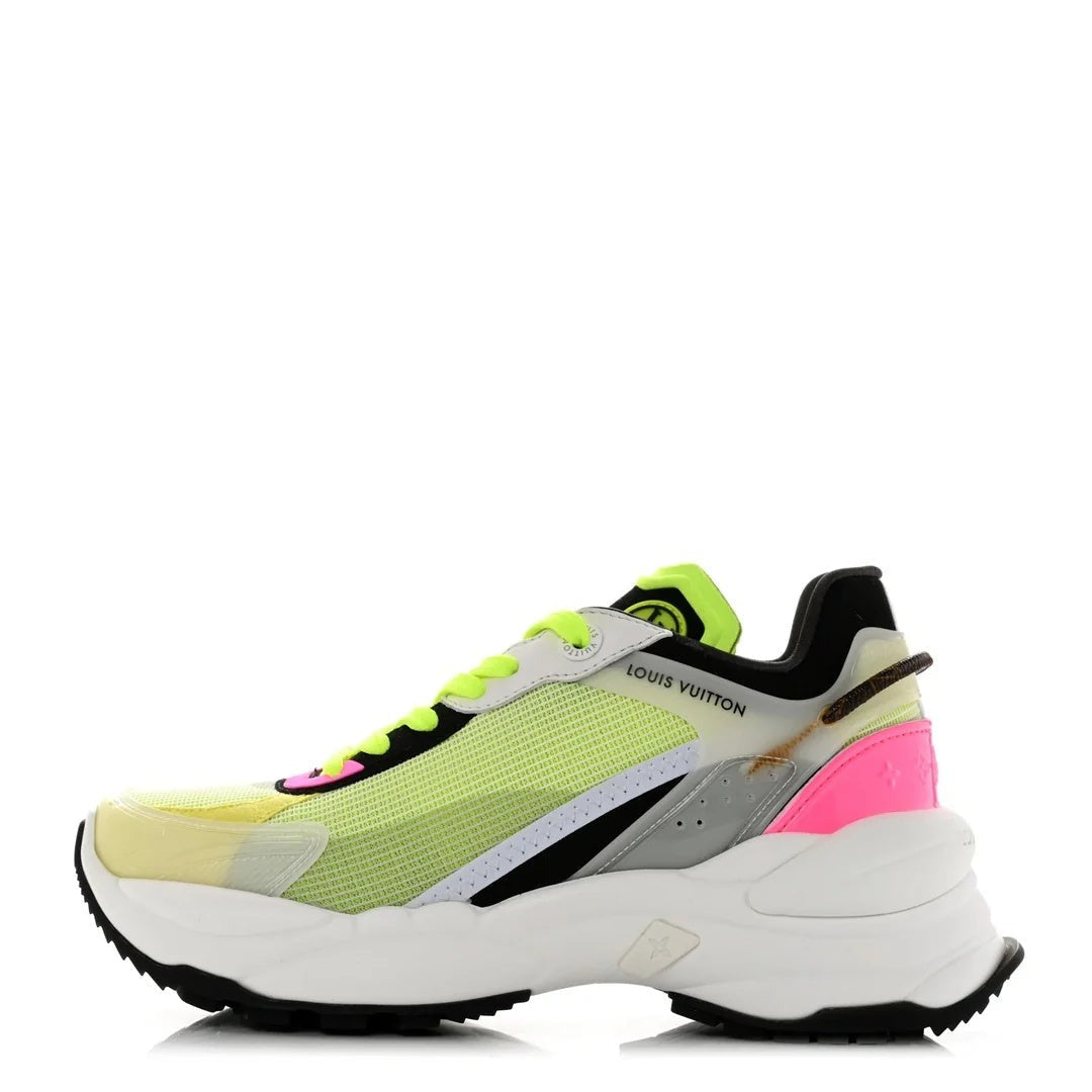Louis Vuitton Mix Materials Suede Calfskin Run 55 Sneakers - Yellow/Pink