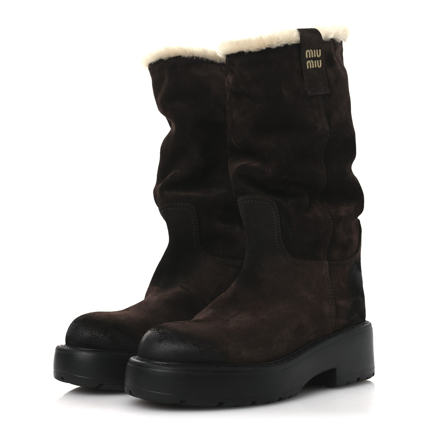 SUEDE SHEARLING VINTAGE EFFECT MID CALF BOOTS MORRO